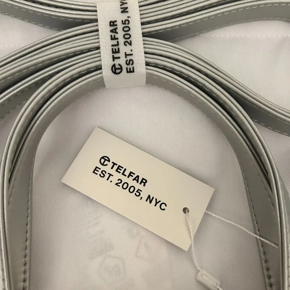 Telfar Medium Silver Shopping Bag tote vegan leather